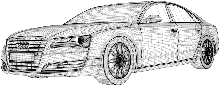 Audi Sedan3 D Wireframe Model PNG Image