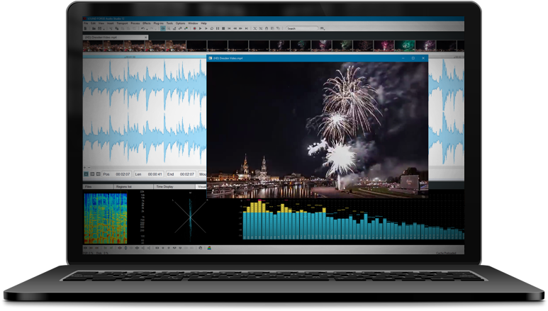 Audio Editing Software With Fireworks Display PNG Image