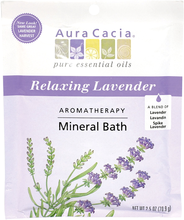 Aura Cacia Relaxing Lavender Mineral Bath Package PNG Image