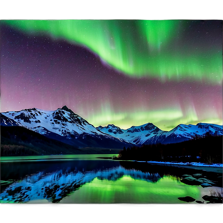 Aurora Borealis Over Snowcapped Peaks Png 5 PNG Image