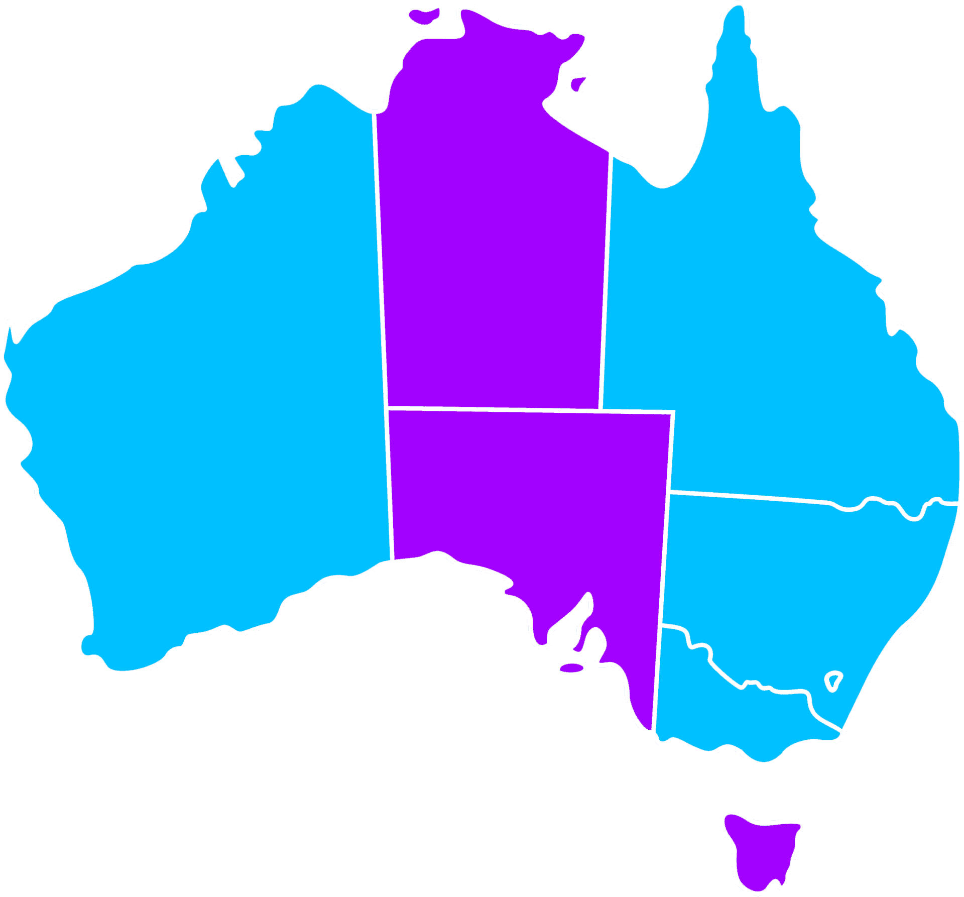 Australia Map Divided Regions PNG Image