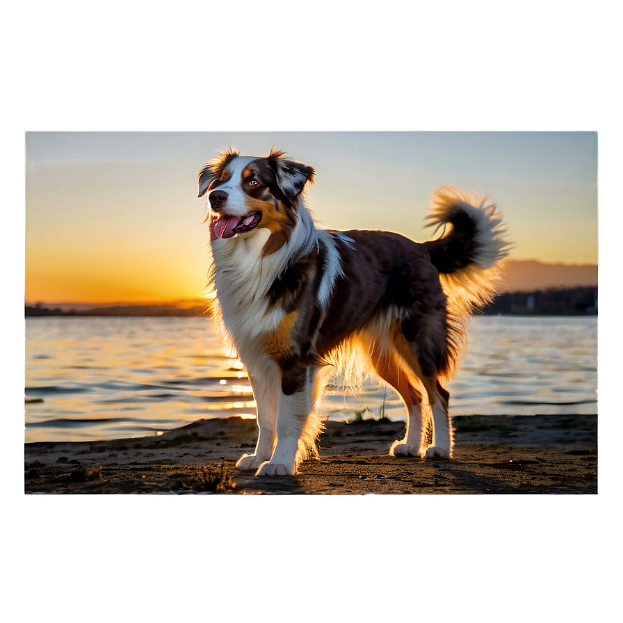 Australian Shepherd At Sunset Png Srr PNG Image