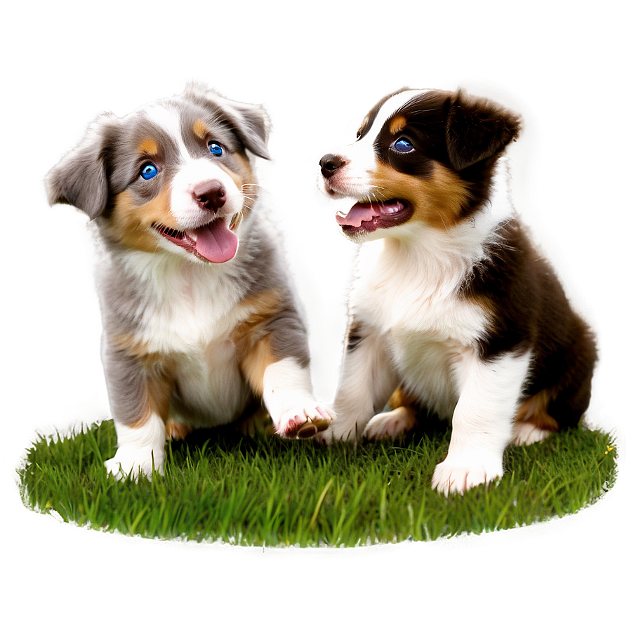 Australian Shepherd Puppies Playing Png 46 PNG Image