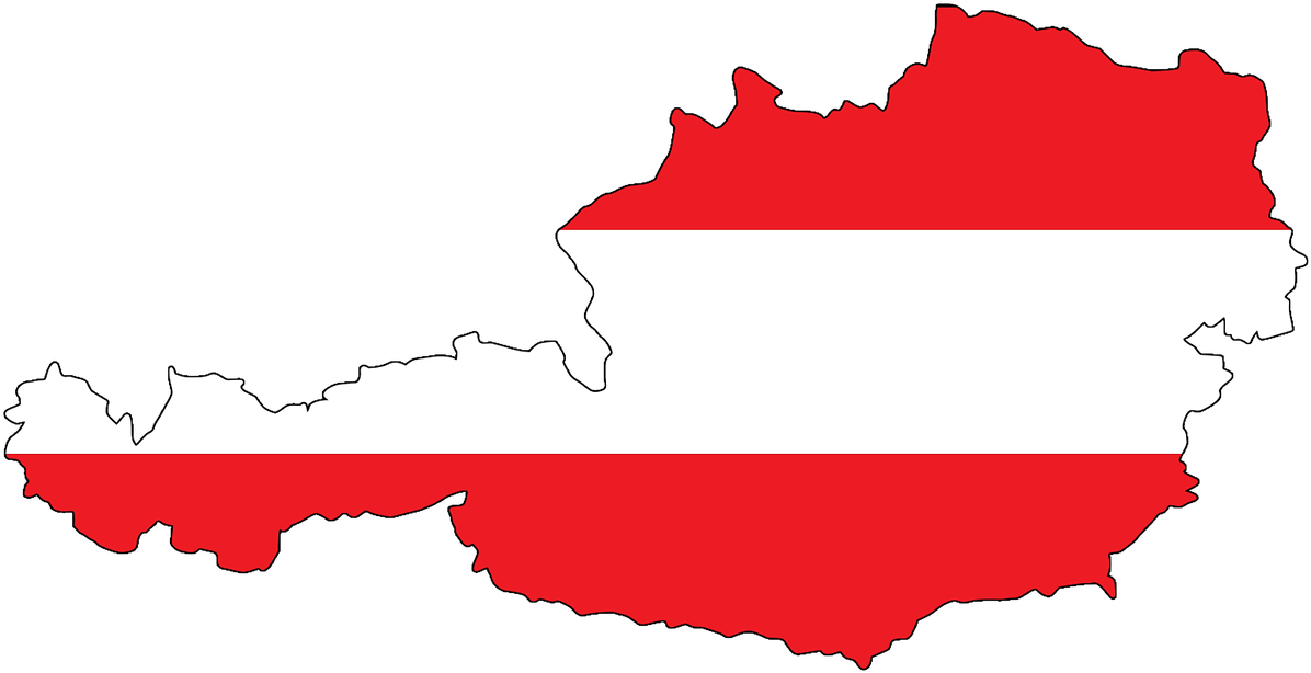 Austria Flag Map Outline PNG Image