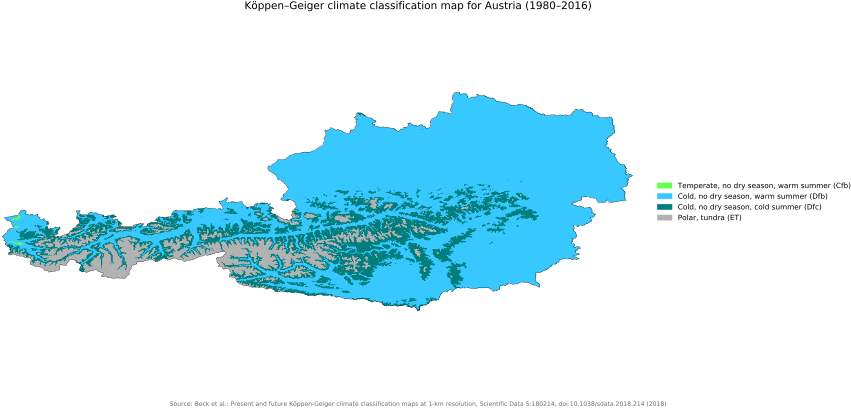 Austria Koppen Geiger Climate Classification19802016 PNG Image