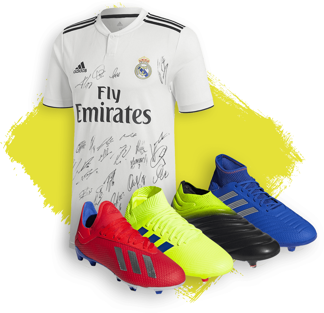 Autographed Real Madrid Jerseyand Adidas Cleats PNG Image