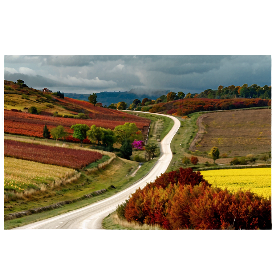 Autumn Countryside Road Png Lcf70 PNG Image