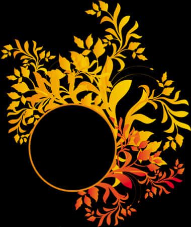 Autumn Floral Design_ Black Background PNG Image