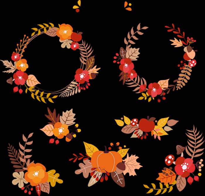 Autumn_ Floral_ Wreath_ Collection PNG Image