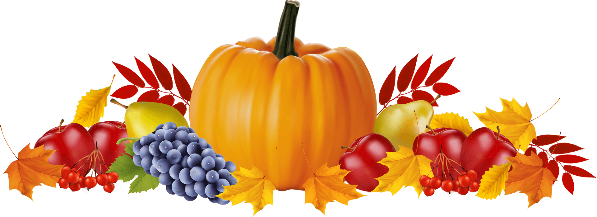 Autumn Harvest Pumpkinand Fruit PNG Image