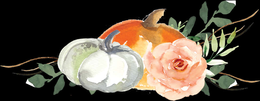 Autumn Harvest Watercolor Artwork PNG Image