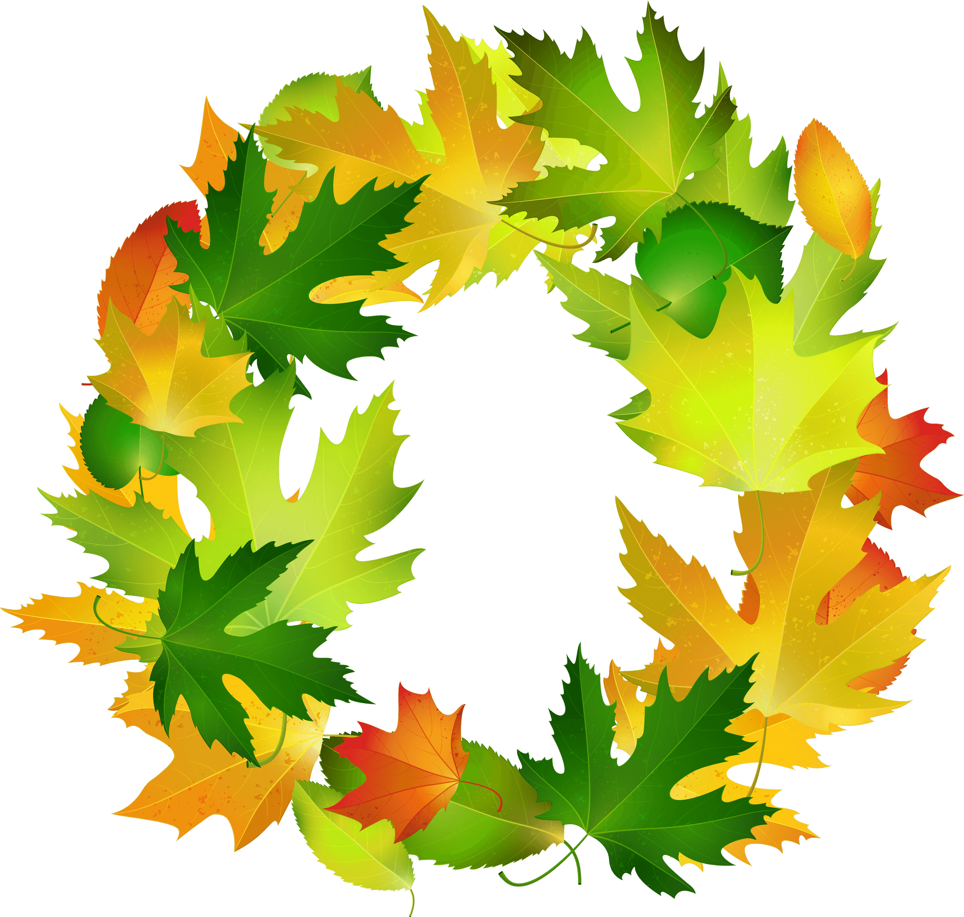 Autumn Leaves Circular Frame PNG Image