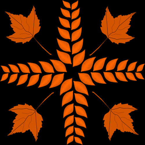 Autumn Leaves Symmetrical Pattern PNG Image