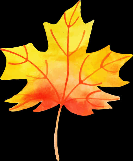 Autumn Maple Leaf Watercolor PNG Image