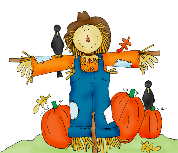 Autumn Scarecrowand Pumpkins PNG Image