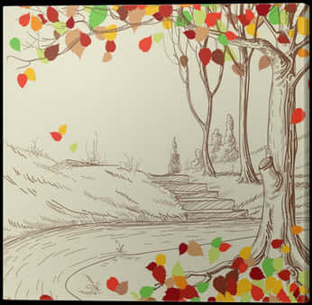 Autumn Sketch_ Colorful Leaves PNG Image