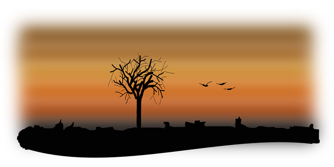 Autumn Sunset Silhouette PNG Image