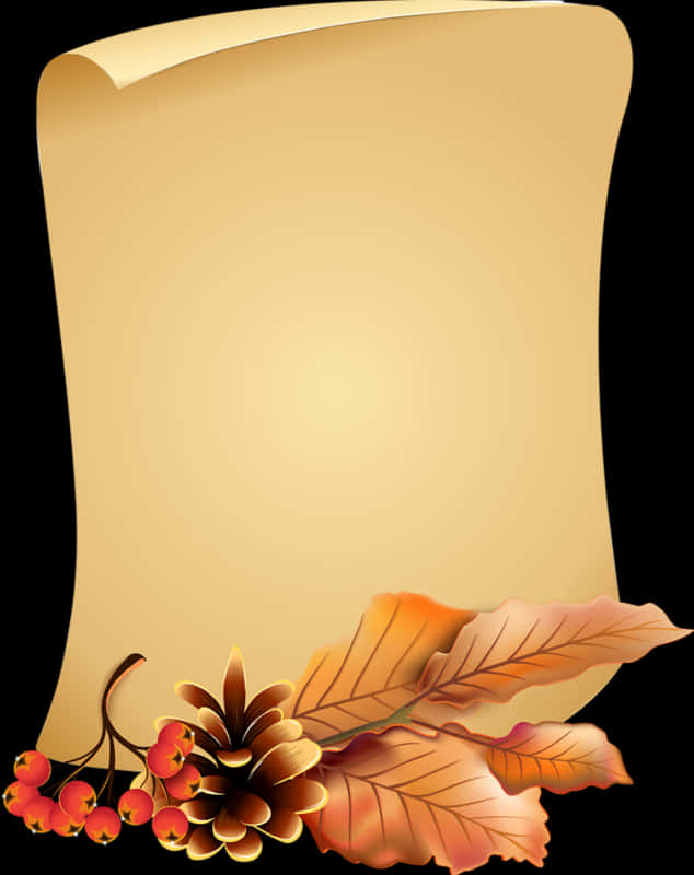 Autumn Themed Scroll Background PNG Image