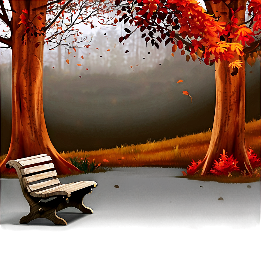 Autumn Tree With Bench Png Xdu33 PNG Image