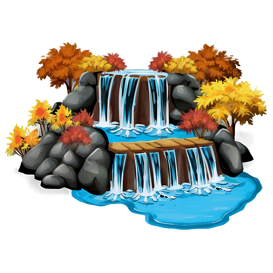 Autumn Waterfall Oasis Png Owf20 PNG Image