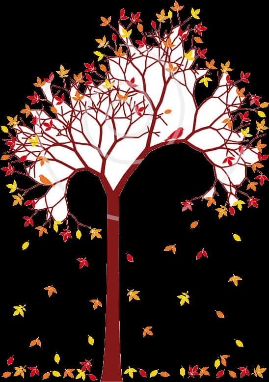 Autumnal Tree Artwork PNG Image