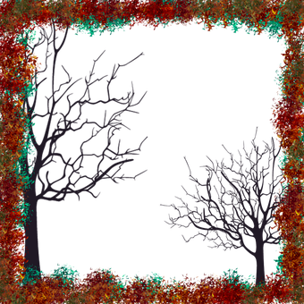 Autumnal Trees Frame Digital Art PNG Image