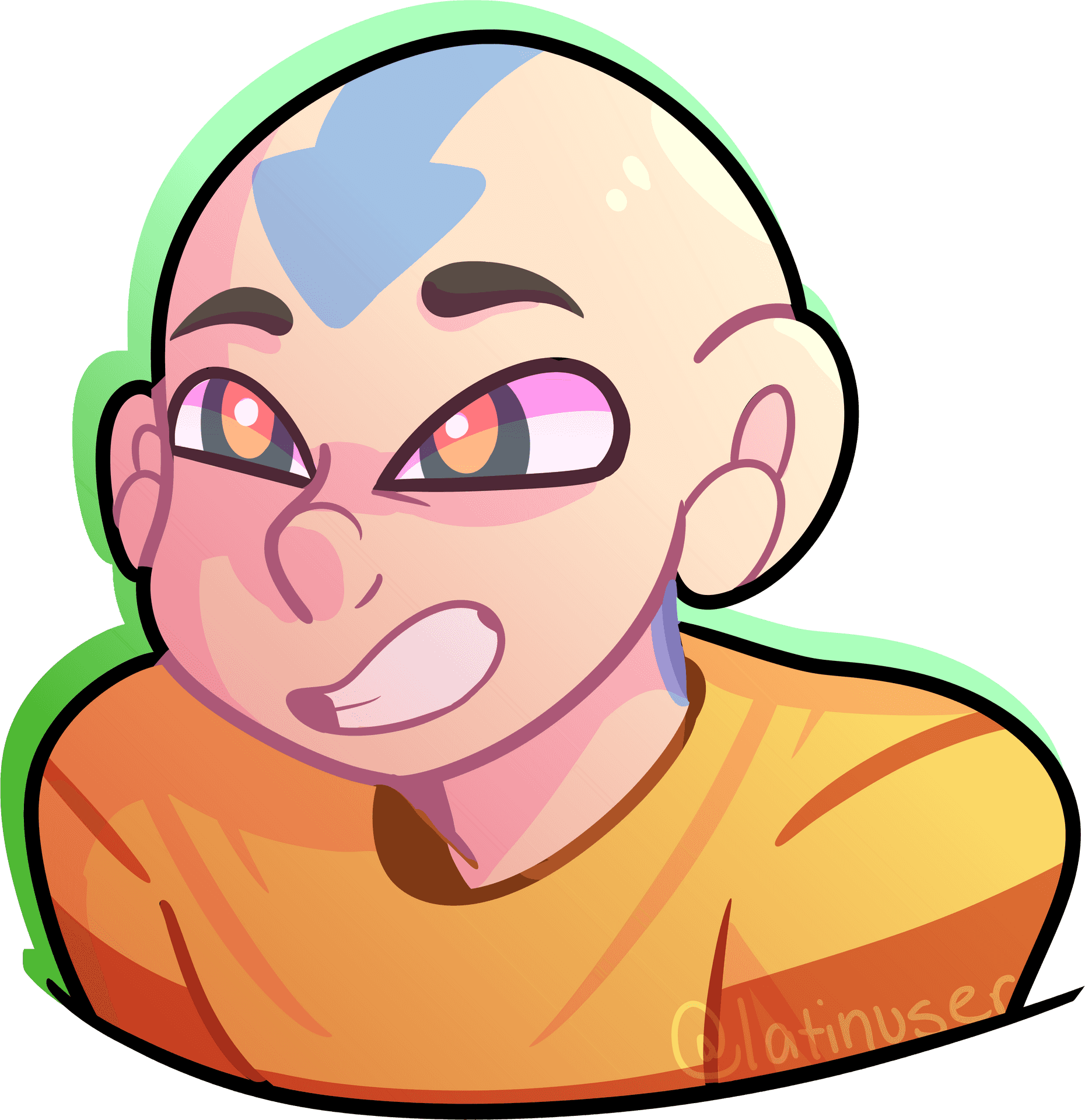 Avatar Aang Cartoon Portrait PNG Image