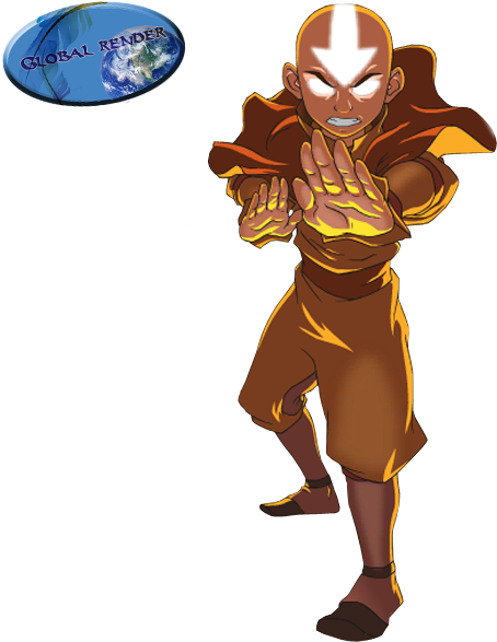 Avatar Aang Elemental Stance PNG Image