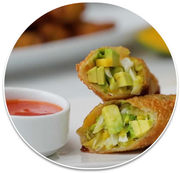 Avocado Spring Rollswith Dipping Sauce PNG Image