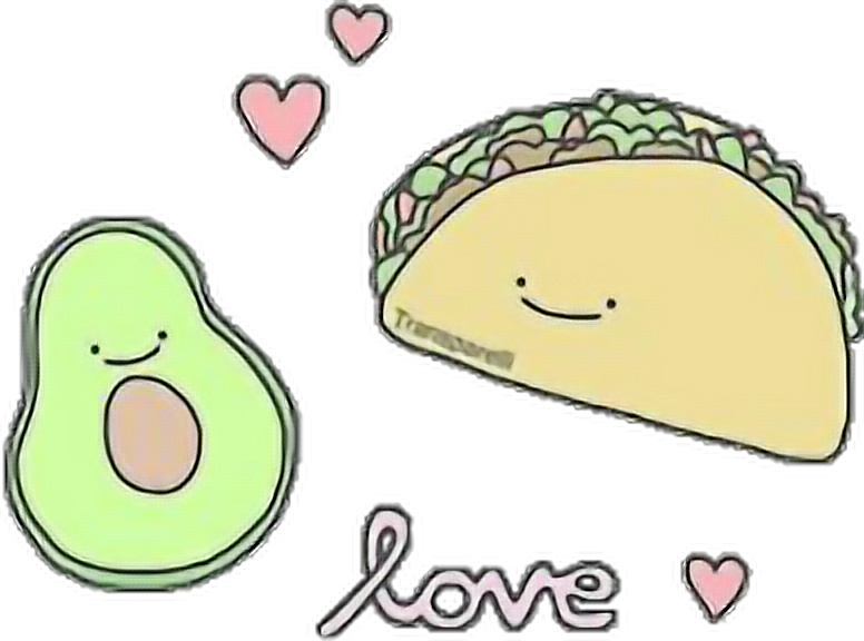 Avocado Taco Love Cartoon PNG Image