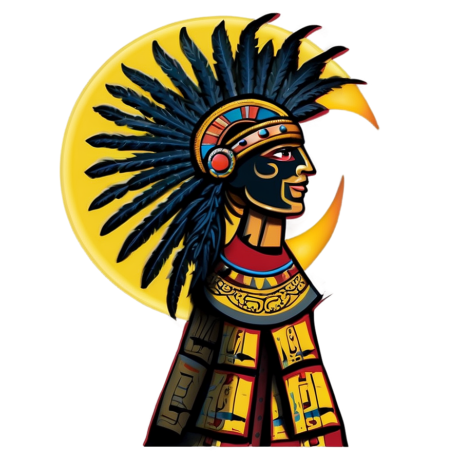 Aztec Warrior And Solar Eclipse Png 06252024 PNG Image