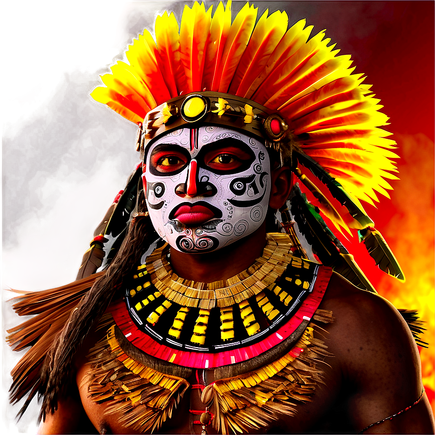 Aztec Warrior And Solar Eclipse Png Cqf42 PNG Image