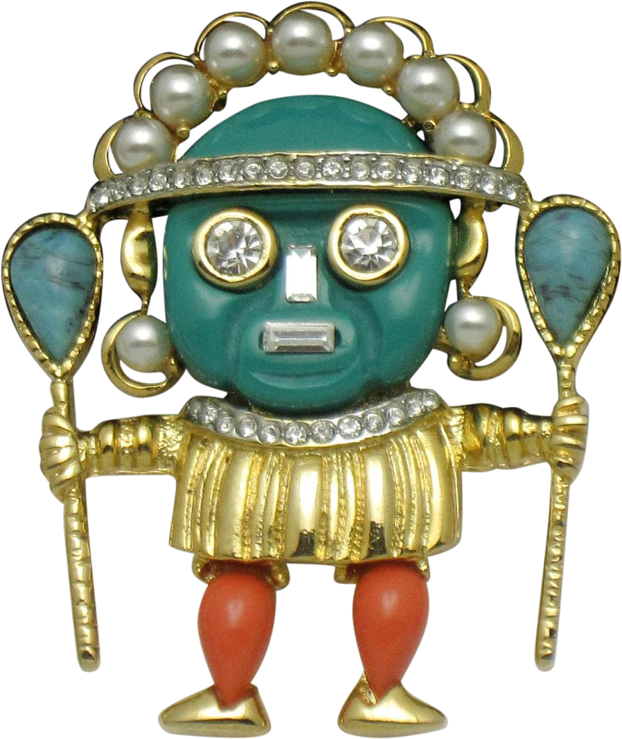 Aztec Warrior Figurine Golden Artifact PNG Image