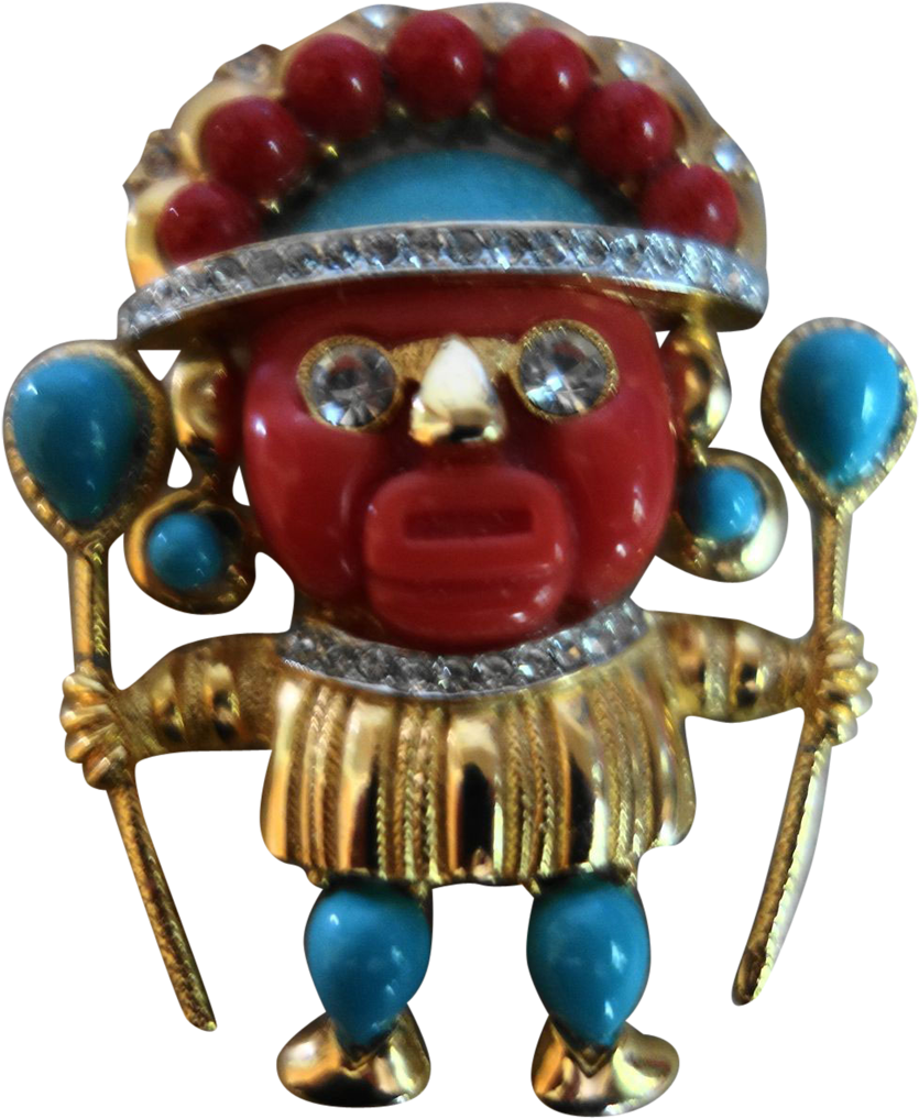 Aztec Warrior Figurine Jewelry PNG Image