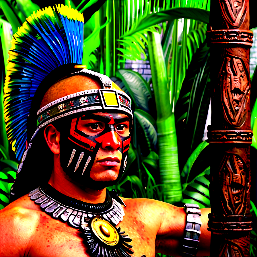 Aztec Warrior In Jungle Setting Png Ykx50 PNG Image