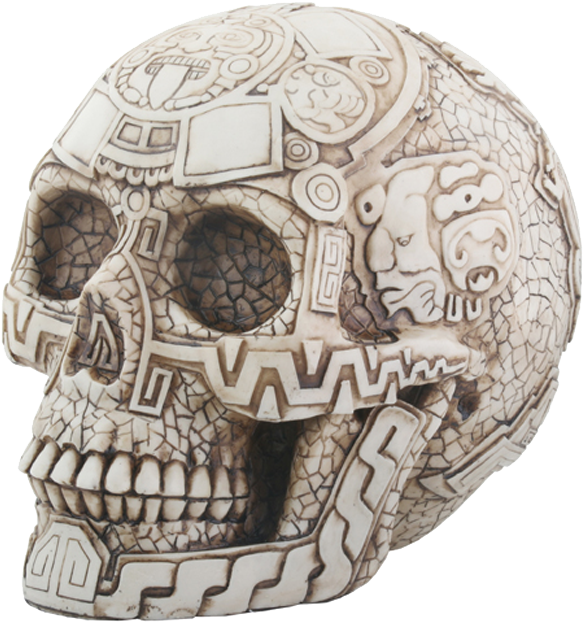 Aztec Warrior Skull Carving PNG Image