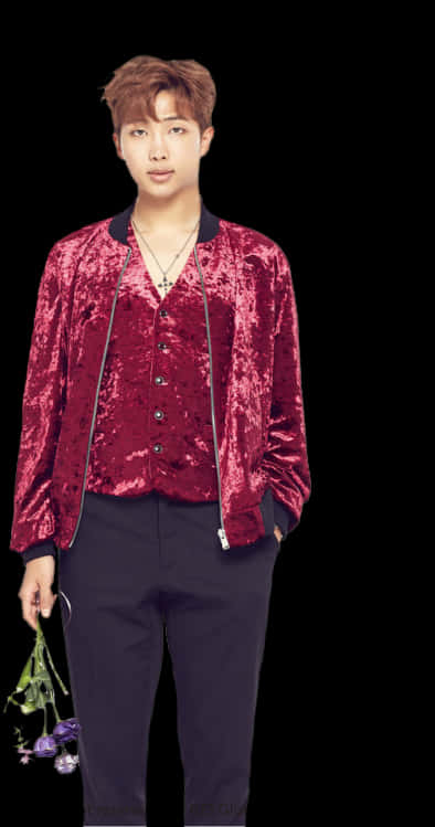 B T S Memberin Red Velvet Jacket PNG Image