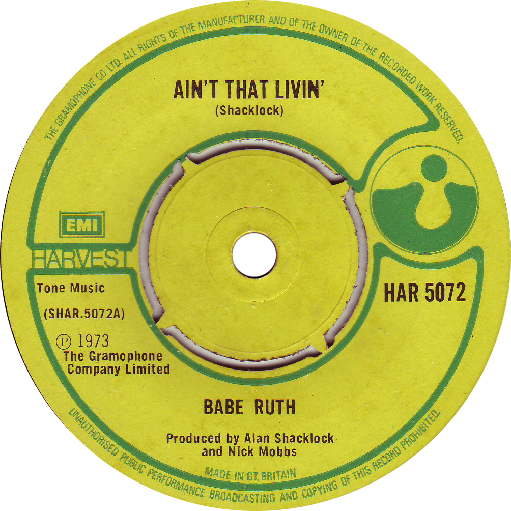 Babe Ruth Aint That Livin Vinyl Record Label1973 PNG Image