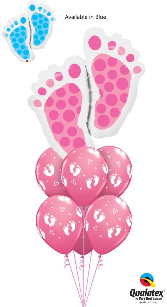 Baby Footprint Balloons Pinkand Blue PNG Image