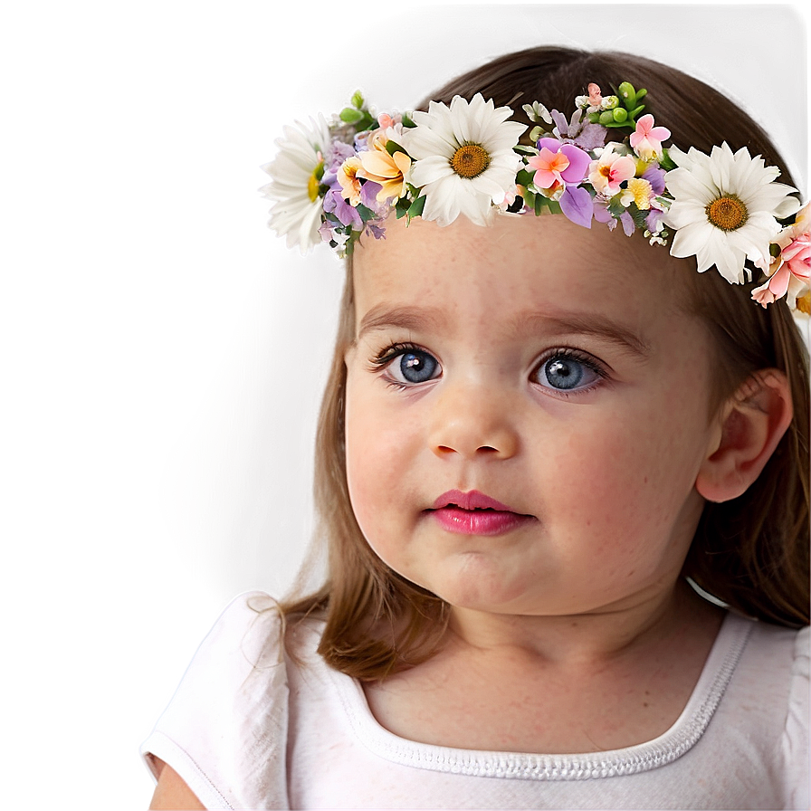 Baby Girl With Flower Crown Png Oui52 PNG Image