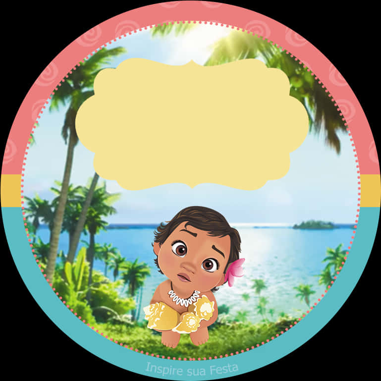 Baby Moana Party Invitation Template PNG Image