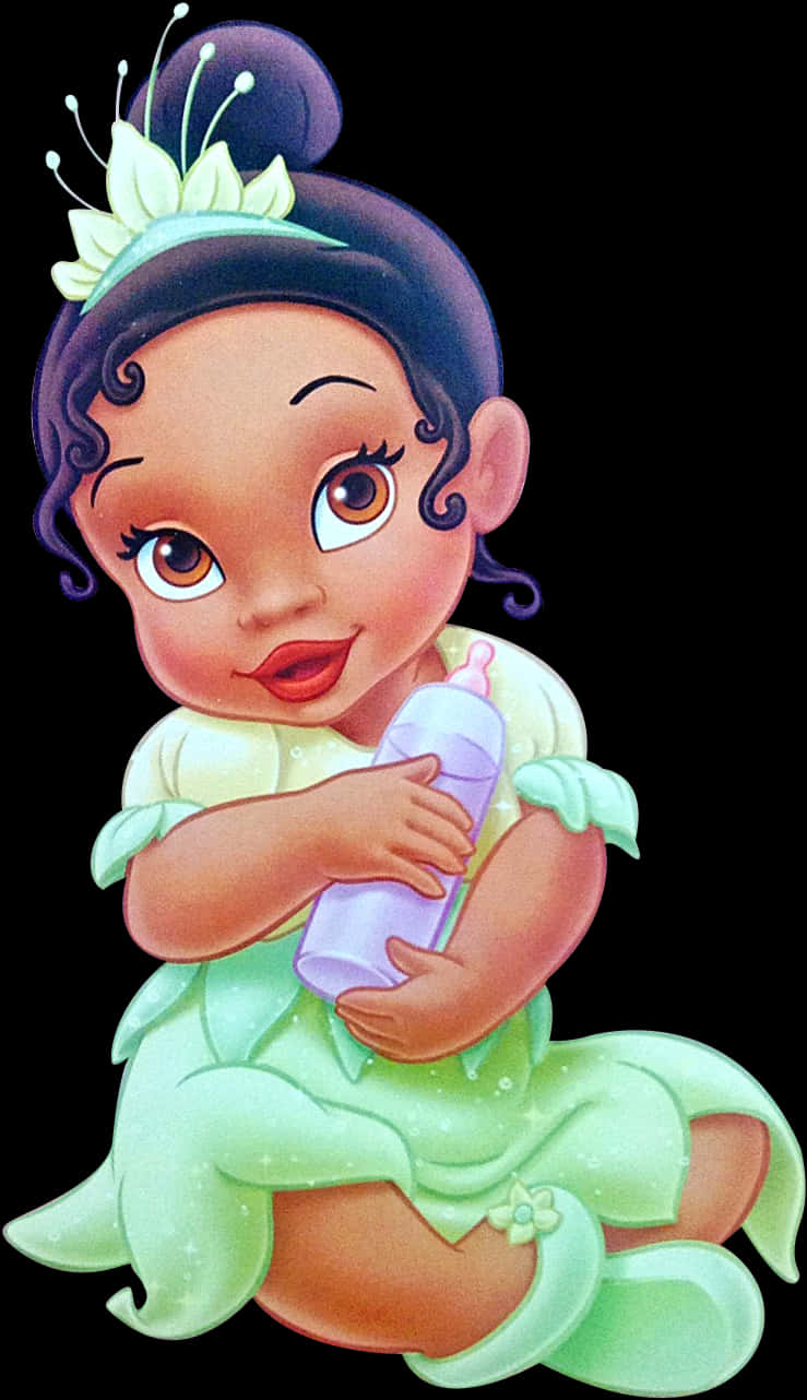 Baby Princess Tianawith Bottle PNG Image