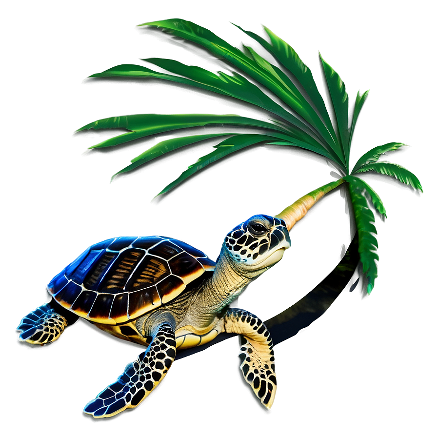 Baby Turtle And Palm Tree Png Jik PNG Image