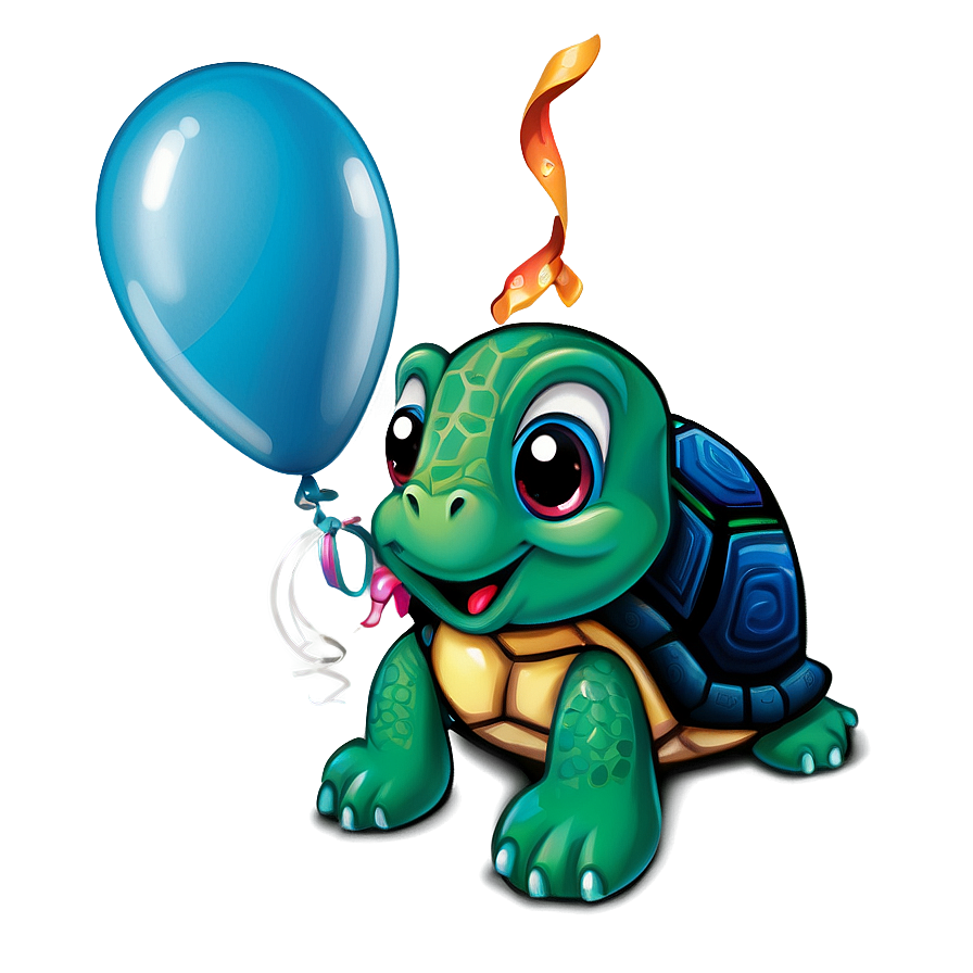 Baby Turtle With Balloon Png Wob PNG Image