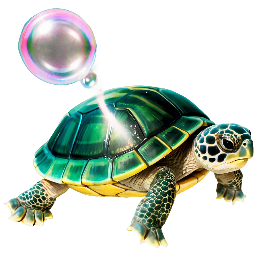 Baby Turtle With Bubble Png Dri55 PNG Image