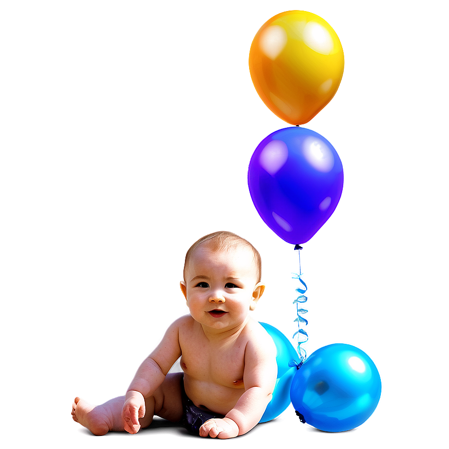 Baby With Balloons Png Uxp PNG Image