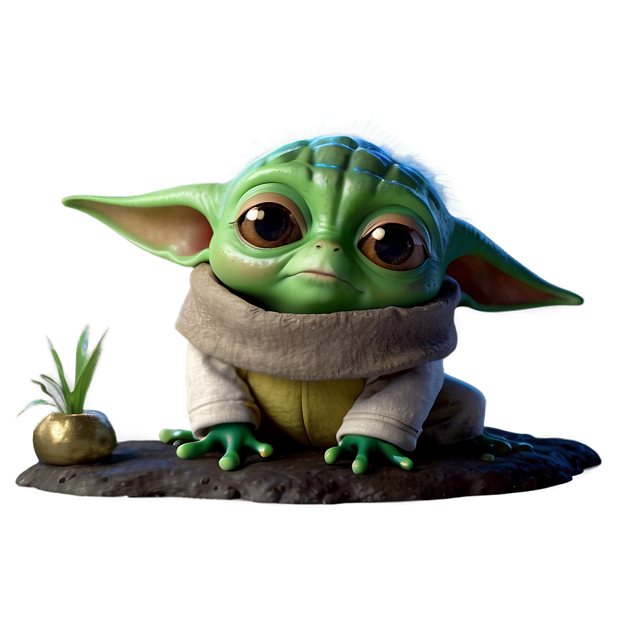 Baby Yoda And Frog Scene Png Dpa PNG Image