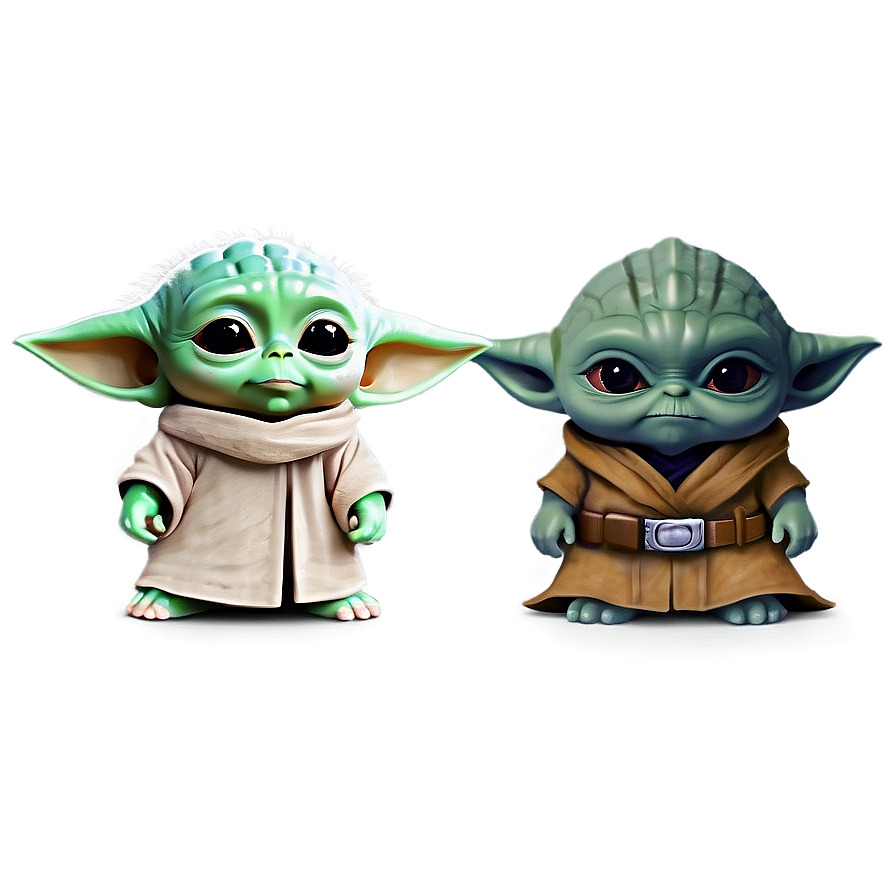 Baby Yoda And Mando Cartoon Png Kra63 PNG Image