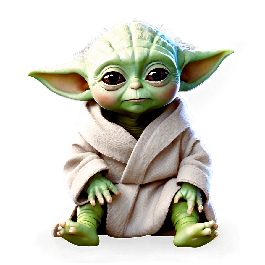 Baby Yoda Cartoon Sitting Pose Png 23 PNG Image