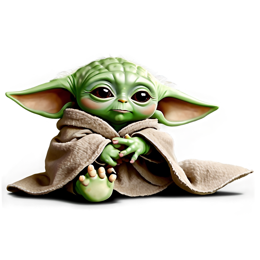 Baby Yoda Cartoon Sitting Pose Png Eaf PNG Image